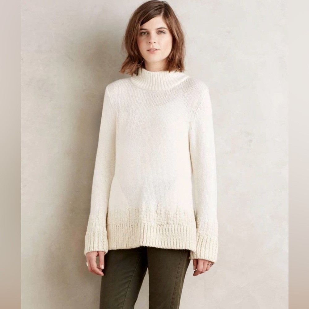 Anthropologie Embroidered Mockneck‎ Pullover by Sleeping on Snow Size XS